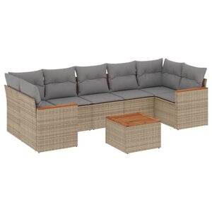 vidaXL Salon de jardin avec coussins 8Pièces mélange beige résine tressée