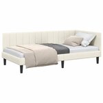 vidaXL Cadre de lit d'angle Crème 90 cm x 200 cm tissu