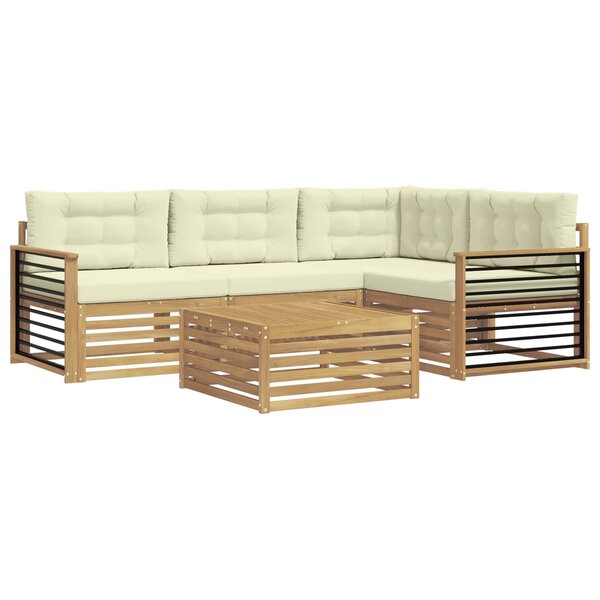 vidaXL Ensemble de canapés d'extérieur 6 pc Blanc et crème Polyester