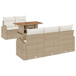 vidaXL Ensemble de salle à manger de jardin 6 pièces avec coussins Beige Polyrotin Acacia
