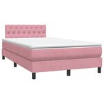vidaXL Sommier à lattes de lit avec matelas rose 120x220 cm velours