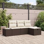 vidaXL Ensemble de canapé de jardin 4 Pièces Marron Poly rotin