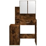 vidaXL Coiffeuse avec armoire chêne fumé 80x35x132 cm