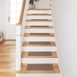 vidaXL Tapis Antidérapants pour Escaliers 15 Pièces Marron 60 x 25 cm PP
