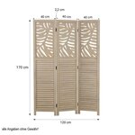Paravent 3 pans bois beige pliable
