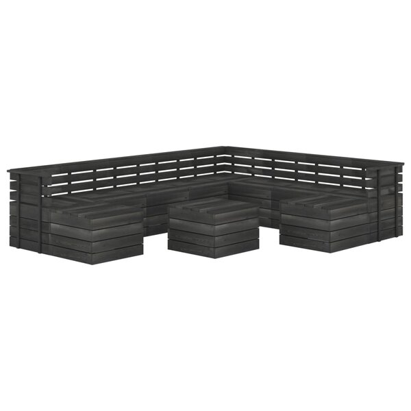 vidaXL Salon palette de jardin 11 Pièces Bois de pin massif Gris foncé