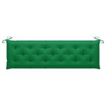 vidaXL Banc de jardin avec coussin vert 175 cm Bois de teck massif