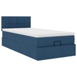 vidaXL Lit ottoman avec matelas bleu 90x200 cm tissu