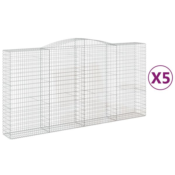 vidaXL Paniers à gabions arqués 5 Pièces 400x50x200/220 cm Fer galvanisé