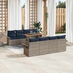 vidaXL Ensemble de canapé de jardin 7 Pièces gris et bleu marine