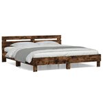 vidaXL Cadre de lit sans matelas chêne fumé 200x200 cm