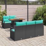 vidaXL Ensemble de canapé de jardin avec coussin 6 Pièces Noir et bleu