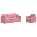 vidaXL Canapé 2 Pièces Rose 198 x 78 x 80 cm Velours