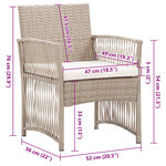 vidaXL Fauteuils de jardin avec coussins 2 Pièces Beige Résine tressée