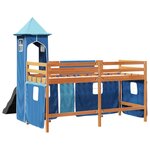 vidaXL Lit mezzanine enfants avec tour bleu 90x200 cm bois pin massif