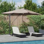 vidaXL Parasol Roma à Bras Déporté Taupe et Noir 352 x 251 x 265 cm
