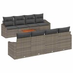 vidaXL Ensemble de canapé de jardin avec coussin 9 Pièces Gris Poly rotin