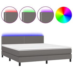 vidaXL Sommier à lattes de lit avec matelas et LED Gris 180x200 cm