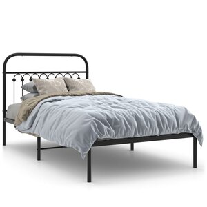 vidaXL Cadre de lit métal sans matelas avec tête de lit noir 100x190cm