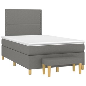 vidaXL Sommier à lattes de lit avec matelas gris foncé 120x190cm tissu