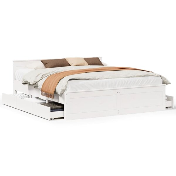 vidaXL Cadre de lit sans matelas avec tête de lit 200x200 cm bois pin
