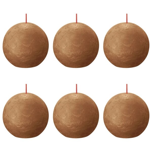 Bolsius Bougies boule rustiques Shine 6 Pièces 76x71 mm Marron épice