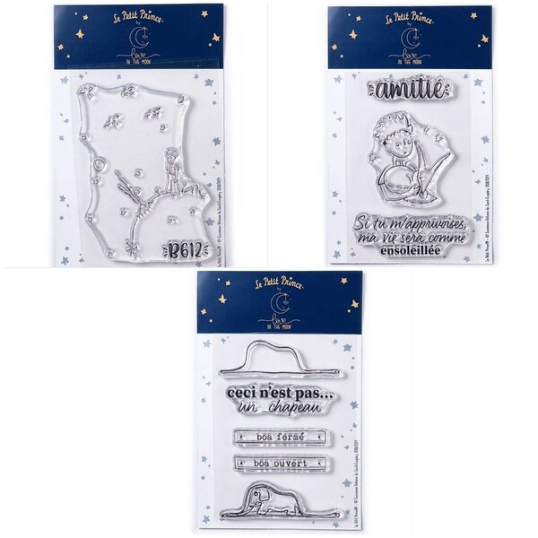 9 Tampons transparents Le Petit Prince et Astéroïd + Renard + Boa Eléphant