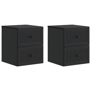 vidaXL Cabinet de chevet mural 2 Pièces Noir 33 x 34 5 x 40 cm