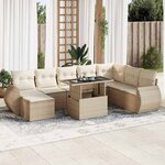 vidaXL Salon de jardin avec coussins 9 Pièces beige résine tressée