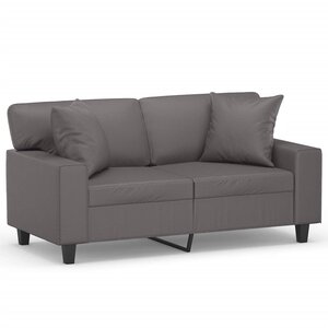 vidaXL Canapé 2 places avec oreillers gris 120 cm similicuir