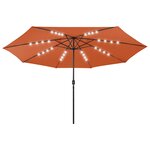vidaXL Parasol de jardin avec lumières LED et mât en métal terre cuite
