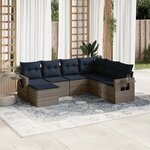 vidaXL Salon de jardin 7 Pièces avec coussins gris résine tressée