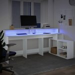 vidaXL Bureau avec lumières LED blanc 200x104x91 cm bois d'ingénierie