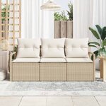 vidaXL Ensemble de canapé de jardin avec coussin 3 Pièces Beige et crème