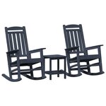 vidaXL Chaise à bascule 3 Pièces Bleu marine Polyéthylène