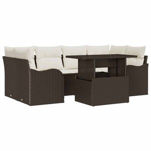 vidaXL Ensemble de canapé de jardin 7 Pièces Marron Poly rotin