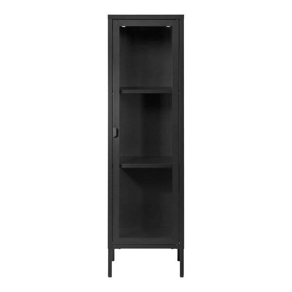 Vitrine 1 porte vitrée acier noir 40 x 35 x 140 cm