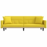 vidaXL Canapé-lit avec coussins jaune clair tissu