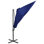 vidaXL Parasol de jardin en porte-à-faux et mât et lumières LED