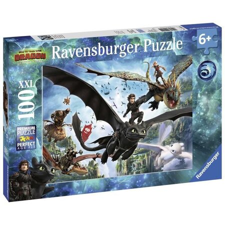 Dragons 3 puzzle 100 pieces xxl - le monde caché - ravensburger