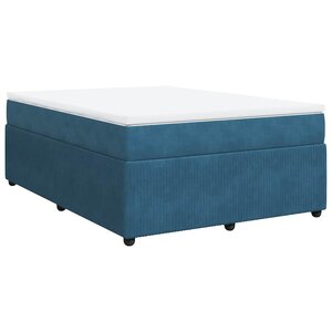 vidaXL Sommier à lattes de lit et matelas Bleu foncé 160x200cm Velours