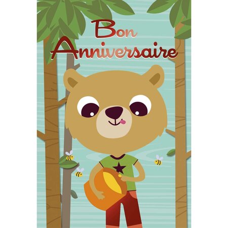 Carte bon anniversaire ourson - draeger paris