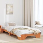 vidaXL Cadre de Lit Marron Ciré Bois Massif 90 x 190 cm Durable