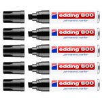 Marqueur Permanent 800 Noir Pointe Biseautée Large 4-12 mm x 5 EDDING