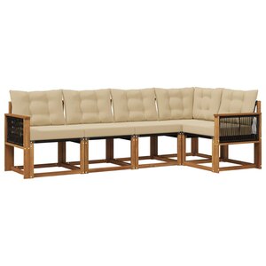 vidaXL Ensemble de canapés d'extérieur 5 Pièces Naturel et Beige