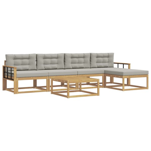vidaXL Ensemble de canapés d'extérieur 6 Pièces Blanc et gris clair