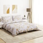 vidaXL Ensemble de housse de couette blanc et marron 200x200 cm Coton