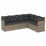 vidaXL Salon de jardin 6 Pièces avec coussins gris résine tressée