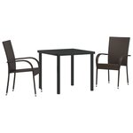 vidaXL Ensemble de jardin 3 pièces en poly rattan marron