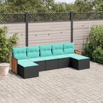 vidaXL Salon de jardin 7 Pièces avec coussins noir résine tressée